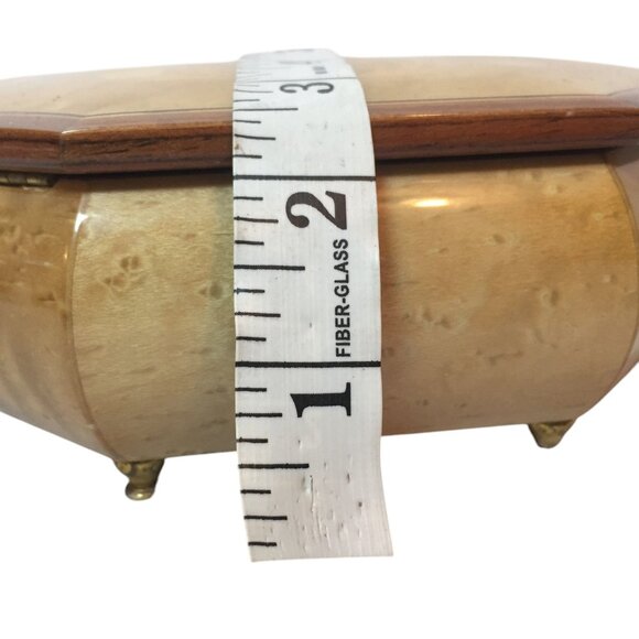 Vintage Reuge Swiss Music Jewelry Box Octagonal Design Floral Inlay & Velvet - Picture 5 of 15